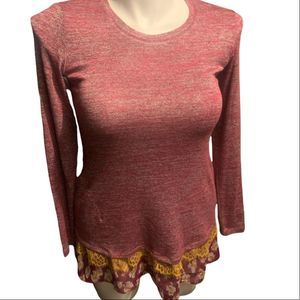 LOGO by Lori Goldstein Pink and Yellow Floral Tunic Top Blouse